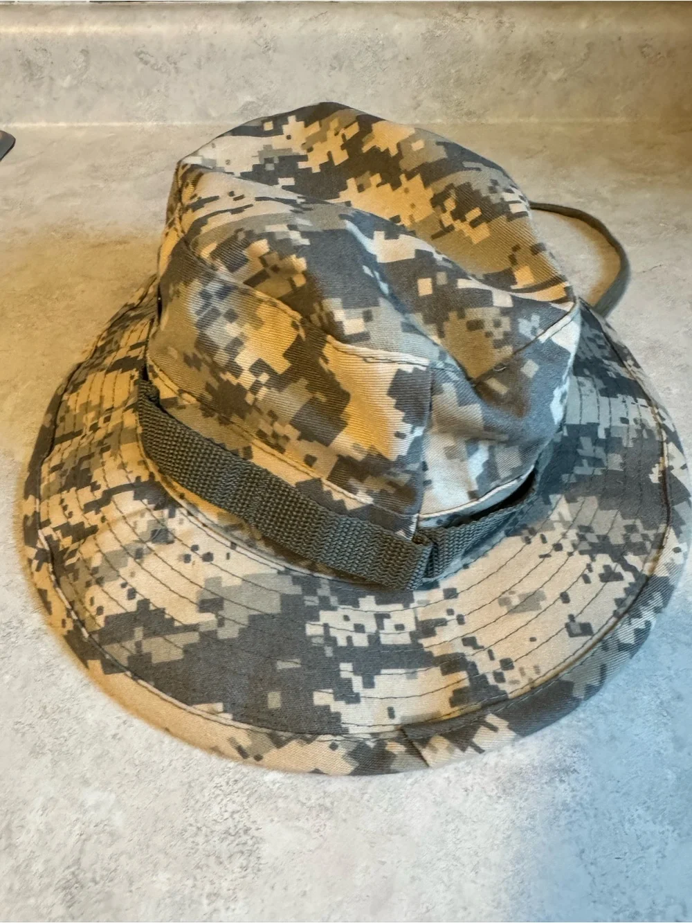 Military Style Camo Boonie Hat Adjustable Gray Digital Camo 7 1/4